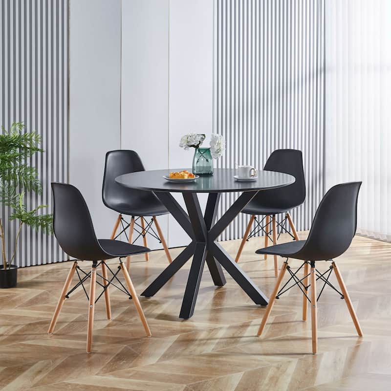 BLACK Table Mid-century Dining Table for 4-6