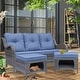 preview thumbnail 88 of 97, Gray Wicker Rattan Outdoor Patio Furniture Set Swivel Chair with Cushion