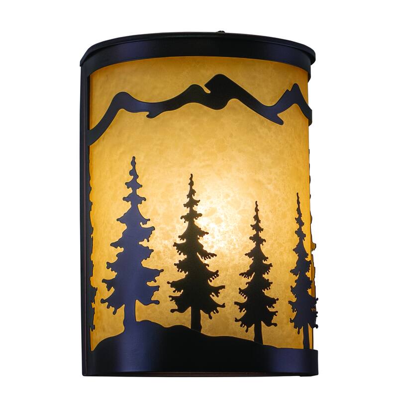 Yosemite 1 Light Bronze Rustic Tree Flush Indoor Outdoor Wall Sconce - 8-in W x 11-in H x 5-in D