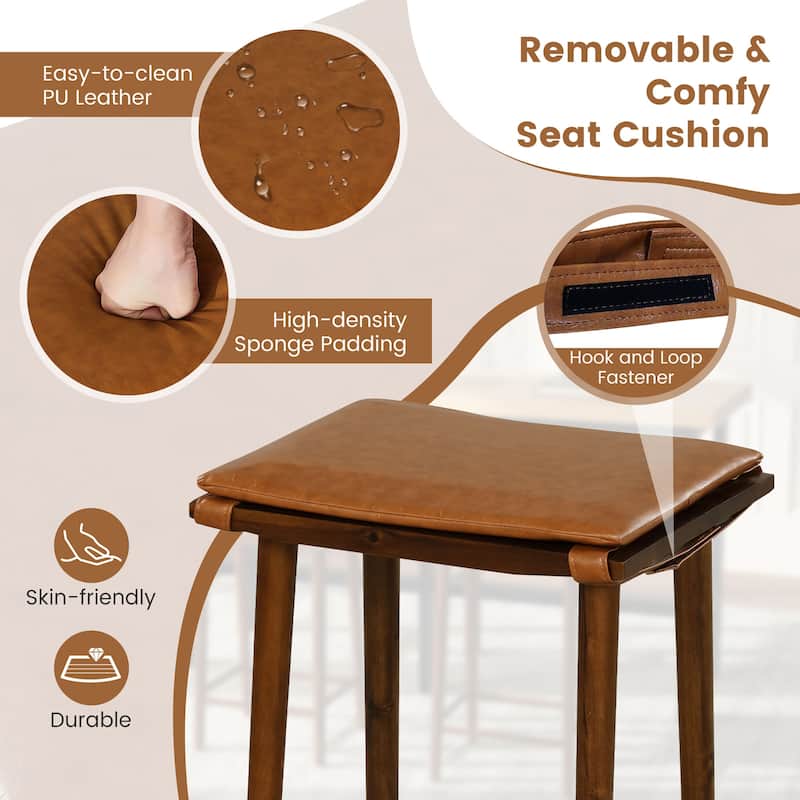 Gymax 25.5'' Barstool Set of 2 Counter Height Dining Stools w/