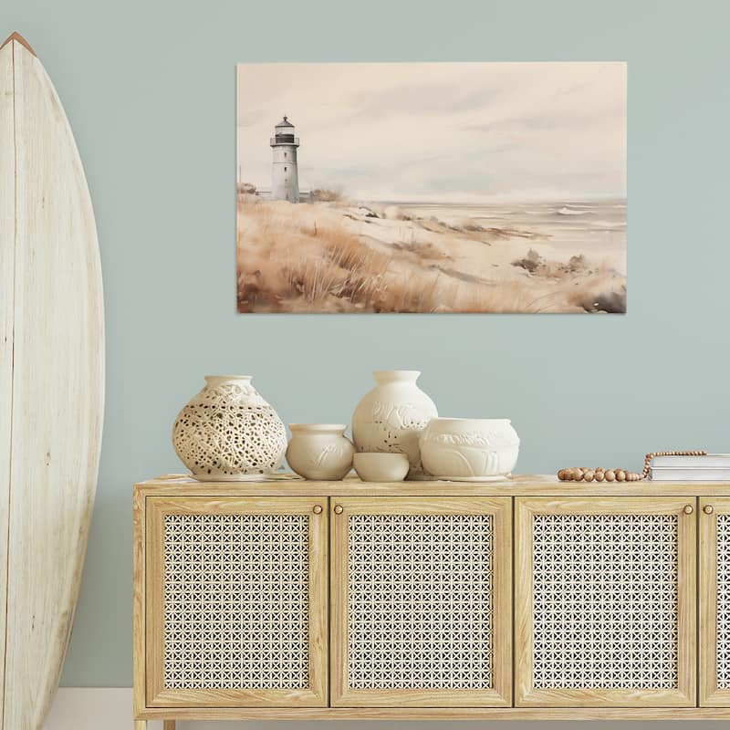 Stupell Distant Lighthouse in Neutral Tones Canvas Wall Art Design By Arlington Prints