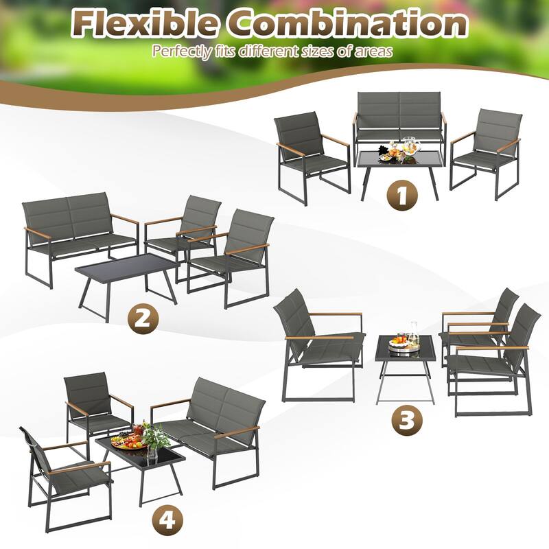Gymax 8-Piece Patio Furniture Set Outdoor Conversation Set w/ Padded