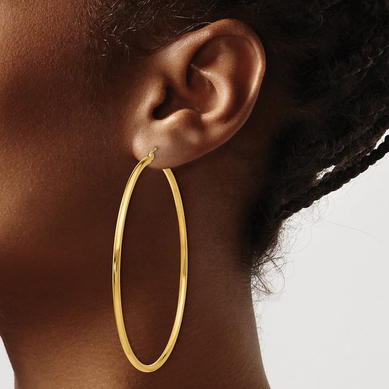 Curata 14k Yellow Gold Polished Hoop Earrings - 60x60mm