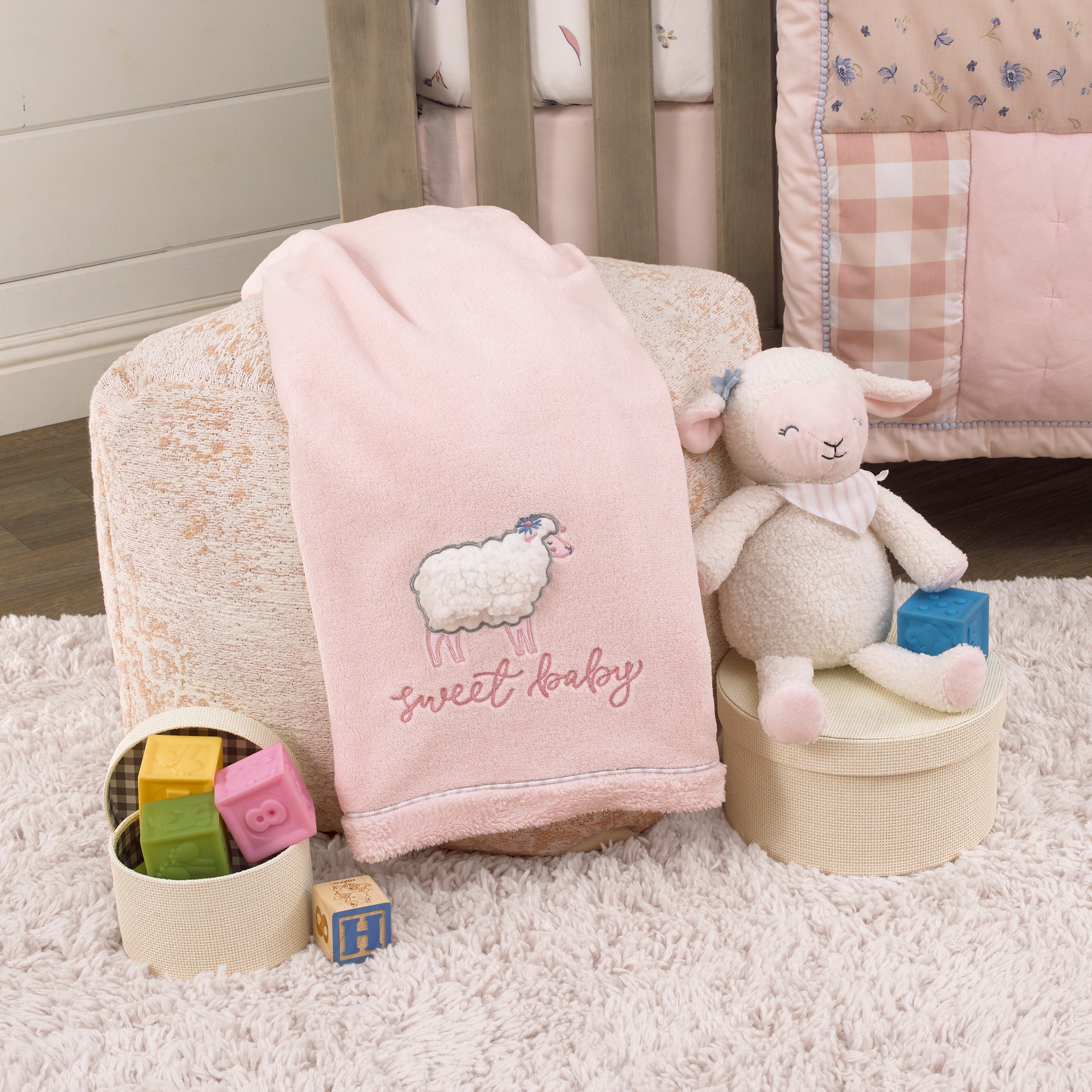 NoJo Farmhouse Chic Pink and White Super Soft Lamb Sweet Baby Blanket Bed Bath Beyond 40576163