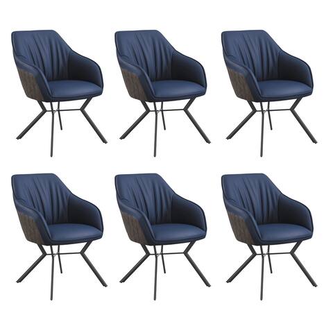 Vesper Blue and Brown Upholstered Dining Chairs (Set of 6)