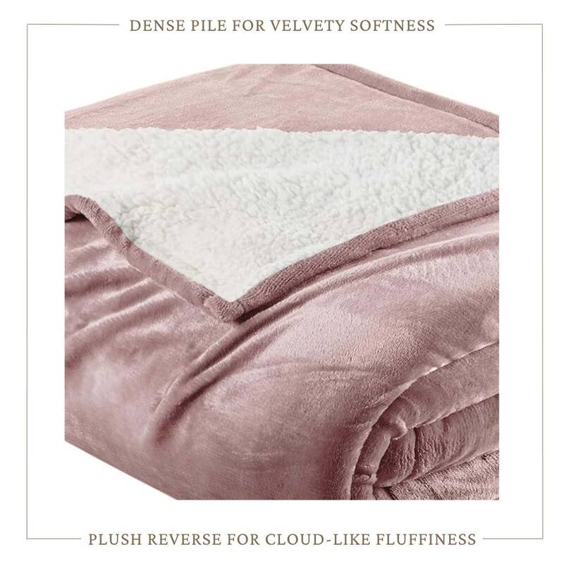 Linery & Co. Velvet Plush Reversible Sherpa Bed Blanket
