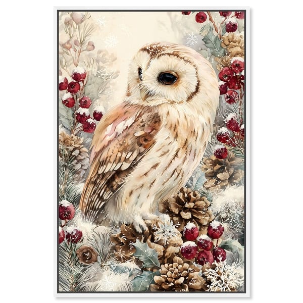 slide 2 of 7, Christmas Forest Owl III Wall Decor Canvas Print by Art Remedy White - 10" x 15"