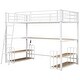 preview thumbnail 14 of 14, White Twin Size Metal Loft Bed with Desk, Storage Shelves and Charging Station