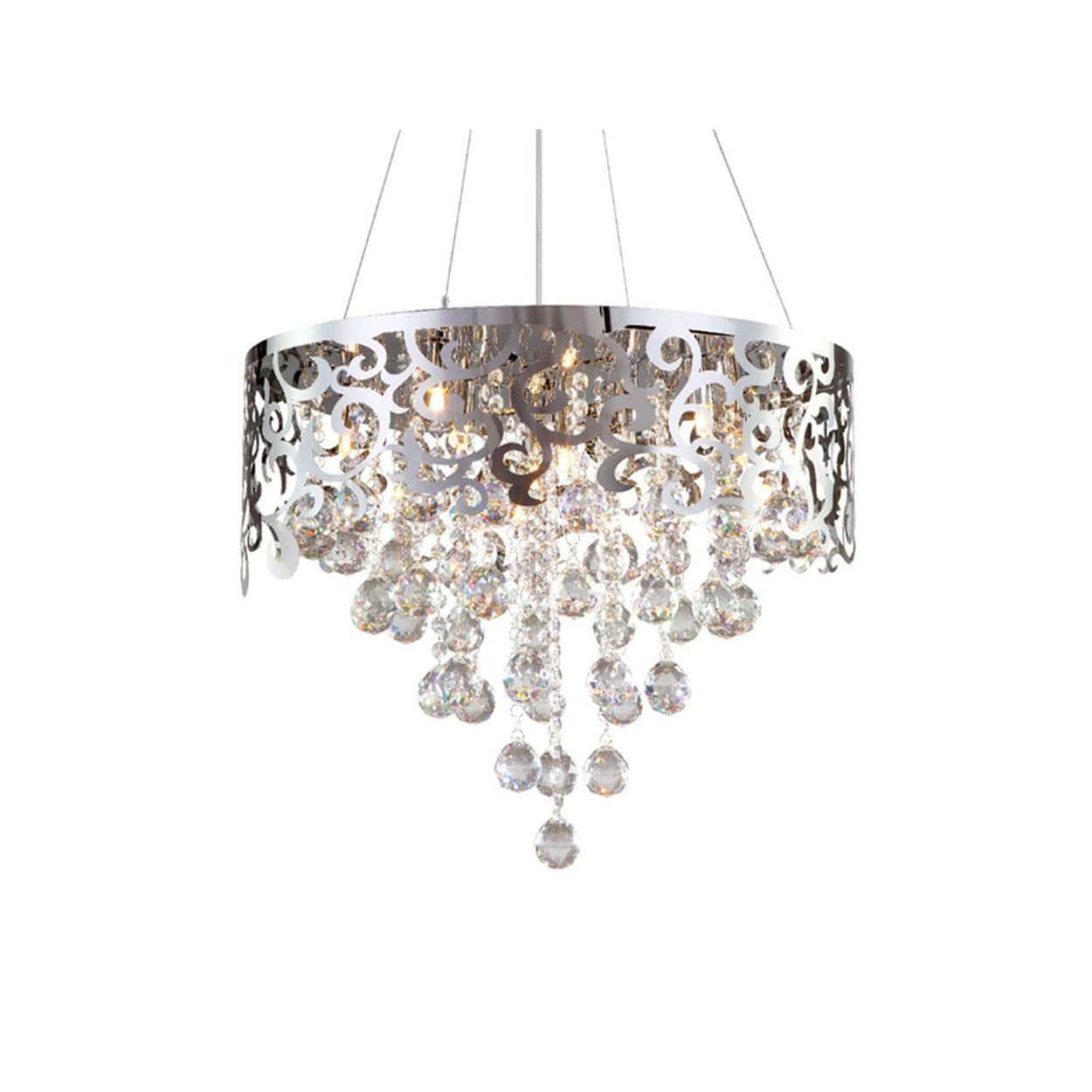 5-Light Chrome Chandelier With Clear Crystal Balls