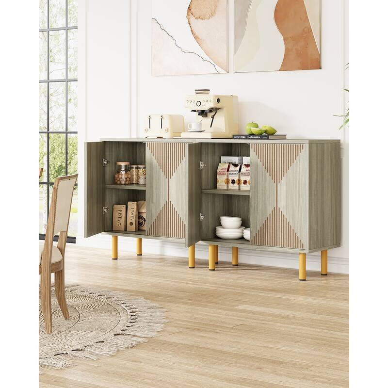 59 inches Modern White Storage Cabinet Set for Living Room, Dining Room, Garage