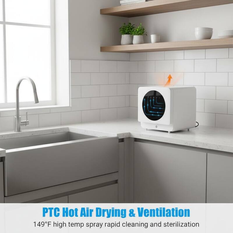 Portable Dishwasher Countertop, 6 Washing Programs, with LED Display & Touch Control