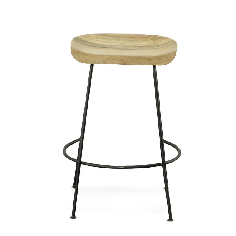 Scooped Counter Stools - 24.5" - Brown and Black - Set of 2