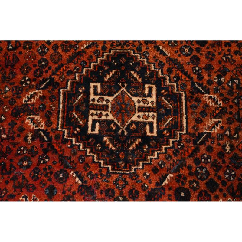 Hand Knotted Oriental 100% Wool Carpet Traditional Medallion Oranges & Rust Shiraz Area Rug - 9' 9'' X 7' 3''