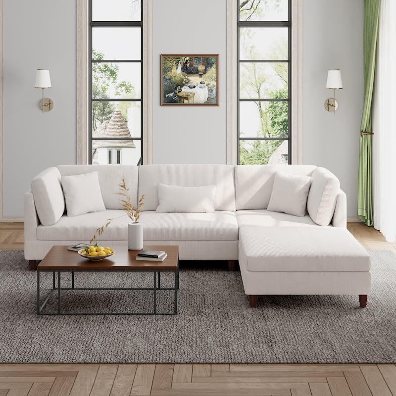 Modern Oversized Modular Corduroy Sectional Sofa Set