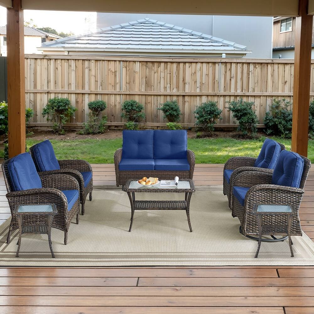 Gymojoy Outdoor Wicker Patio Furniture Loveseat Glider & Chair Set