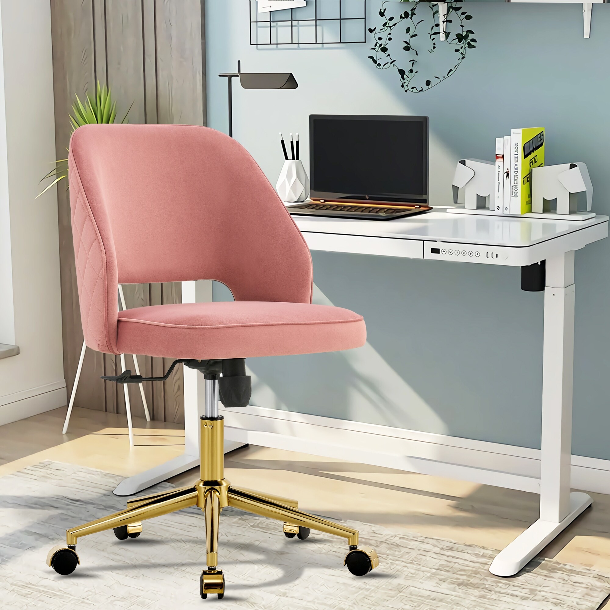 Blush pink swivel on sale chair