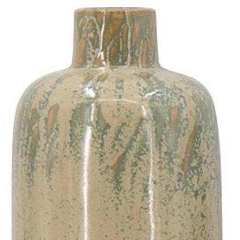 Set of Three Beige Blue And Green Round Ceramic Table Vase - 14.90