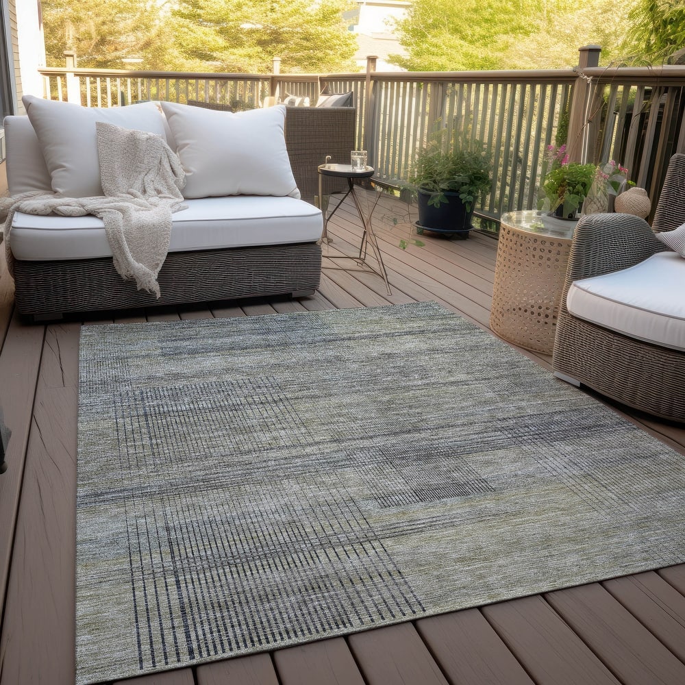 Machine Washable Indoor/ Outdoor Chantille Contemporary Imprints Rug