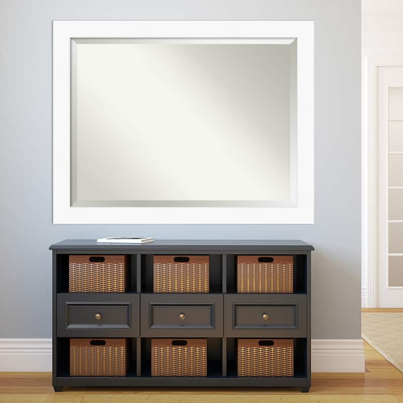 Beveled Bathroom Wall Mirror - Cabinet White Frame