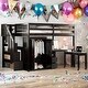 preview thumbnail 42 of 58, Full Size Multifunctional Loft Bed with Wardrobe With Shelves,A Side Desk With 2 Drawers,A Movable Table