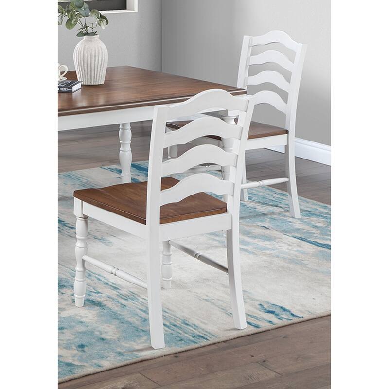 White 5-Pcs Dining Set Dining Table Chairs Unique Legs Natural wood Grain Look Top Kitchen Table