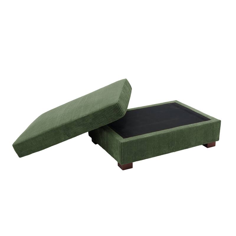 Modern Rectangle Oversized Stripe Corduroy Ottoman