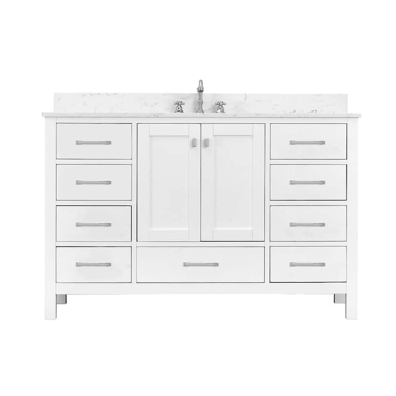 PROOX 54inch Freestanding Bathroom Vanity w Engineered Counter Top Cearmic Sink - White