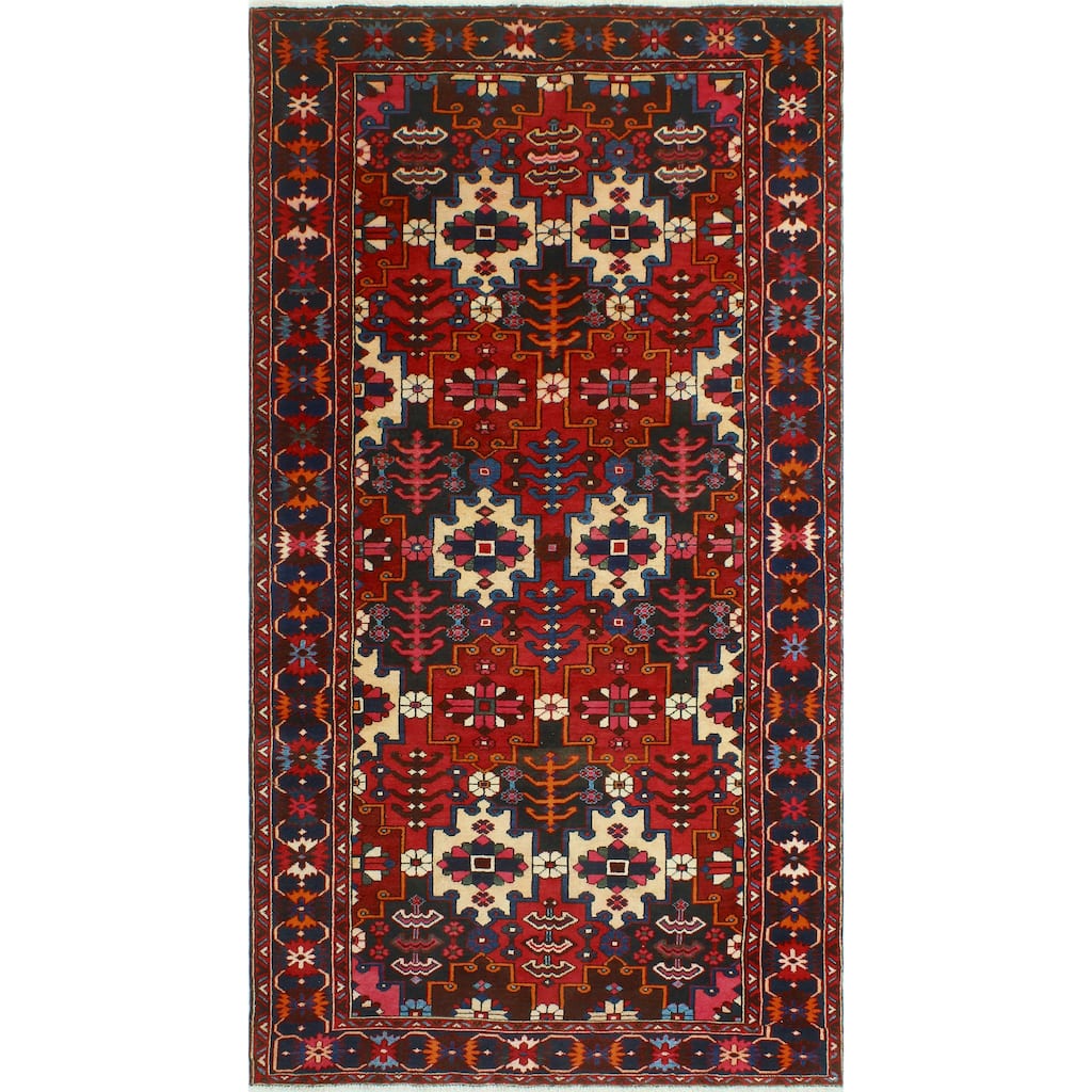 Fine Vintage Distressed Chatwyn Red/Navy Runner - 5'3" x 10'3"