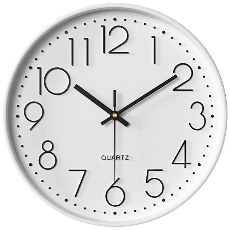 Simple Wall Clock, Big Number, Silent Non-Ticking Modern Battery Operated, Classic Analog Clocks Decorative 12x12x1.8 Inch