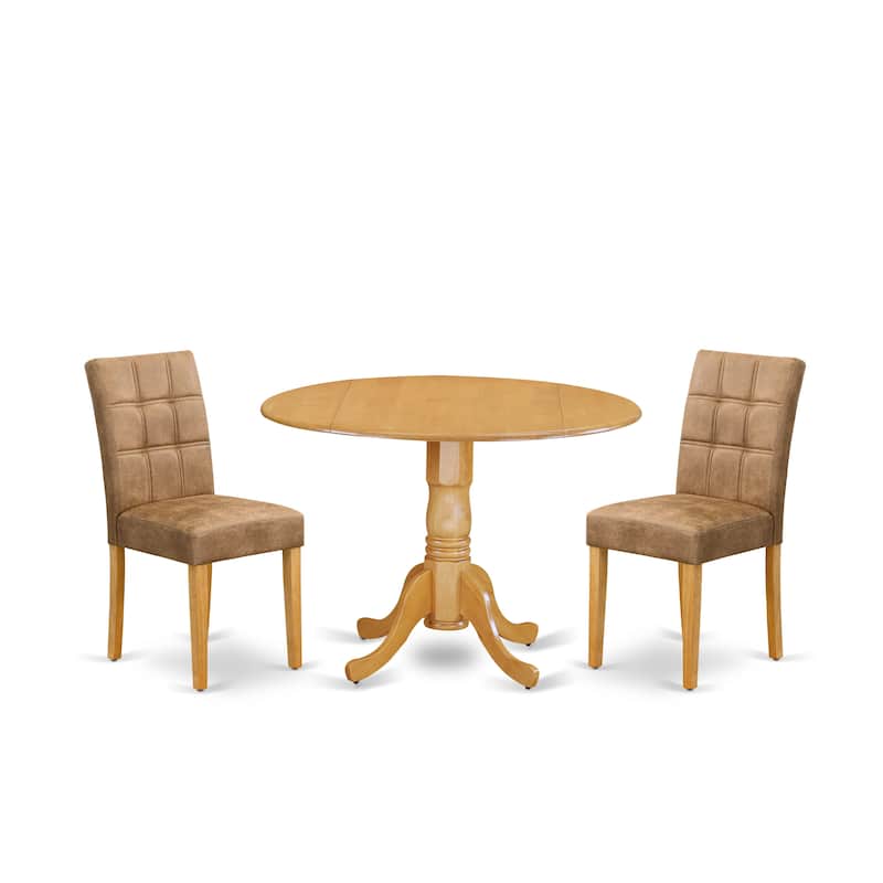 East West Furniture Dining Table Set Includes a Round Dining Table and Chairs, Oak (Pieces Options)