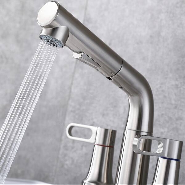 2 Handle Bathroom Sink Faucet 3 Hole with Pull Out Sprayer - Bed Bath ...