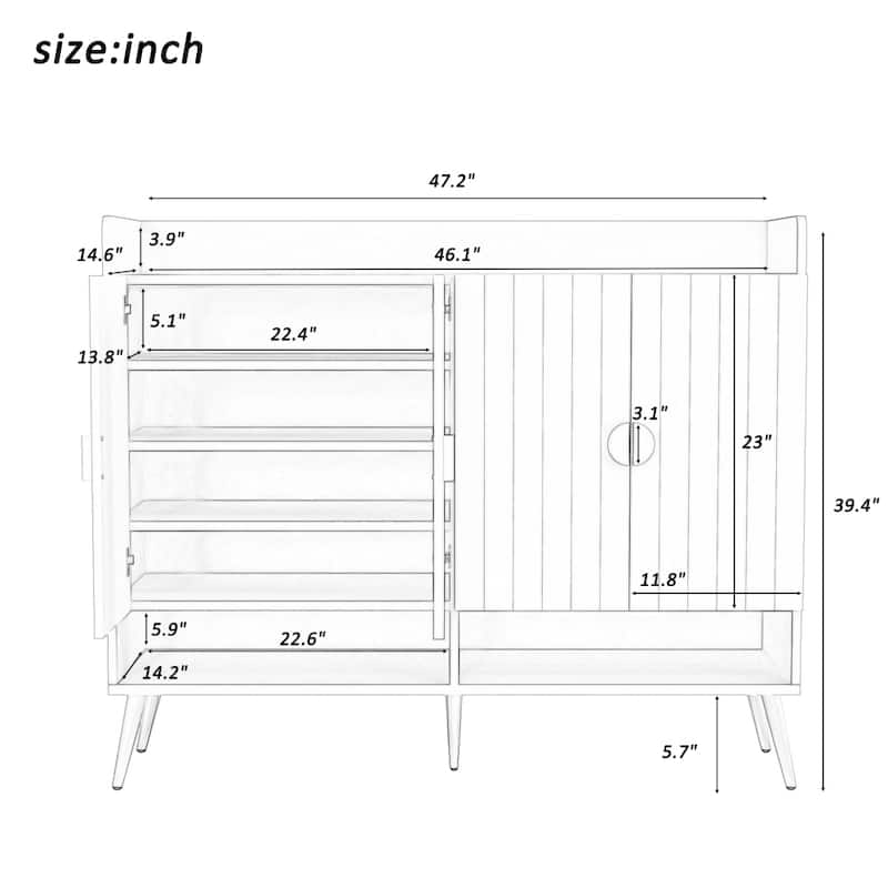 Modern Wooden 11-Tier Shoe Storage Cabinet with Adjustable Shelves