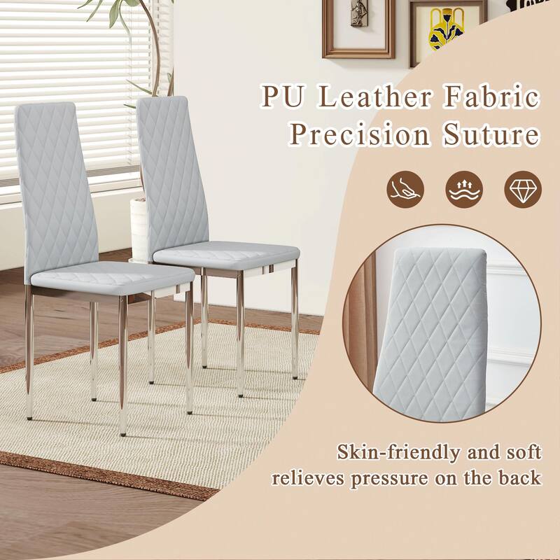 Modern Style Dining Chairs Set of 4, Essential for Minimalist Homes. Meeting Family Dining Needs, PU Material Seat