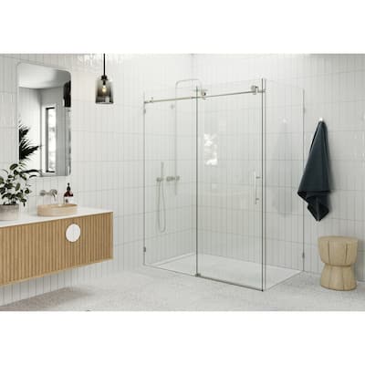 Nova 60 in. x 40 in. x 78 in. Fully Frameless 90-degree Slider Shower Enclosure