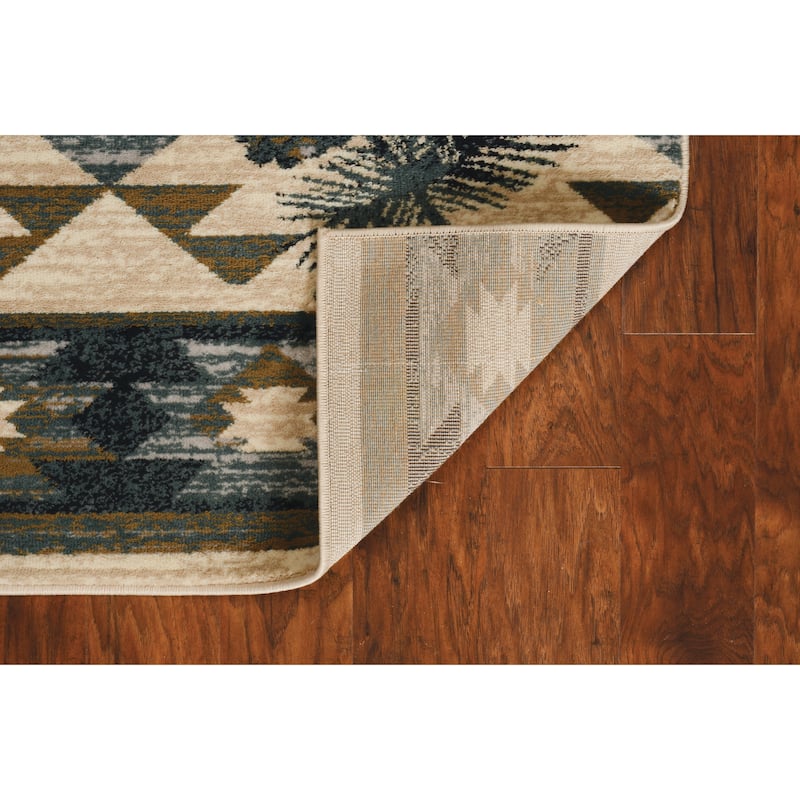 The Gray Barn Yoho Ivory and Blue Tribal Area Rug