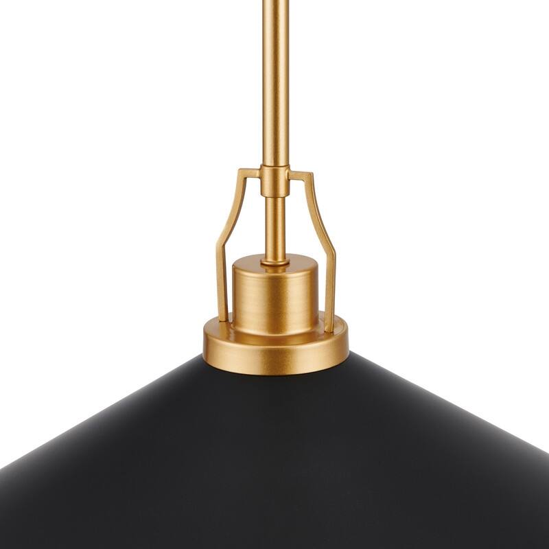 KAWOTI H52.5" Black & Gold Contemporary Pendant Light - W17" x H8"