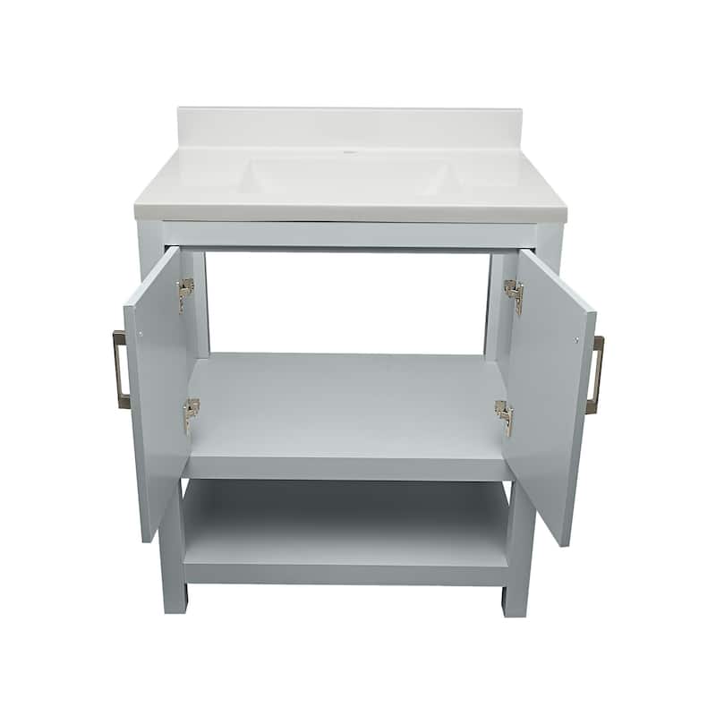 Taos 31 in. W x 22 in. D x 36 in. H Bath Vanity in with White Cultured Marble Top Single Hole.