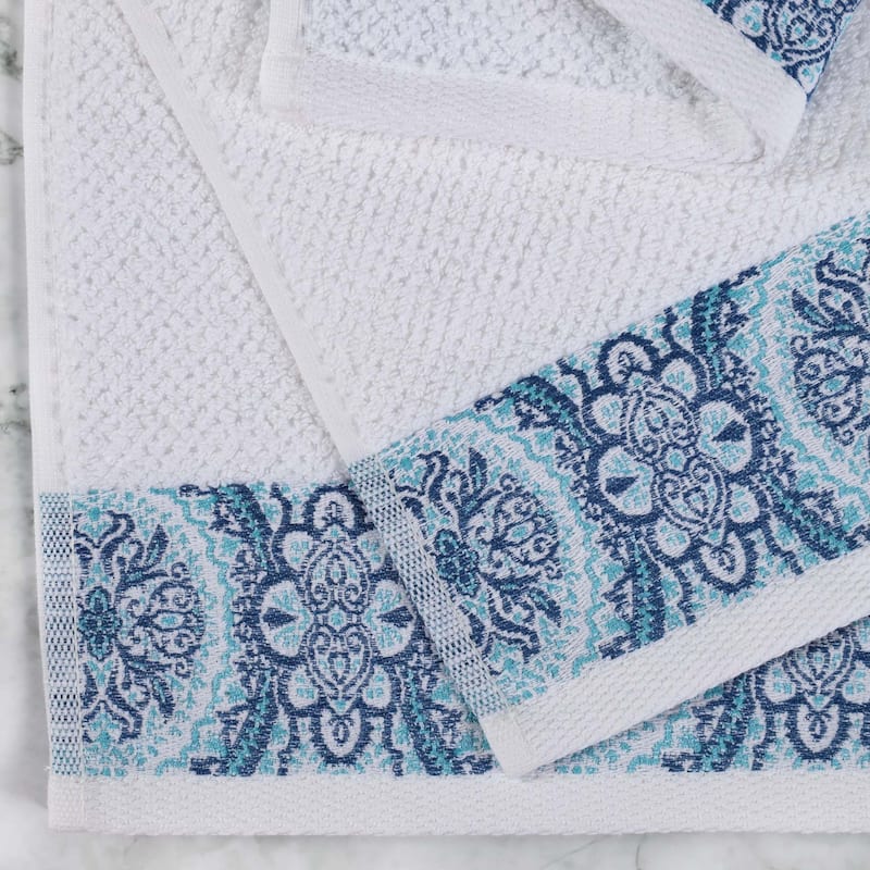Superior Medallion Cotton Jacquard Soft Absorbent Hand Towel Set of 6