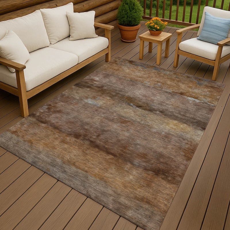 Machine Washable Indoor/ Outdoor Contemporary Ombre Chantille Rug