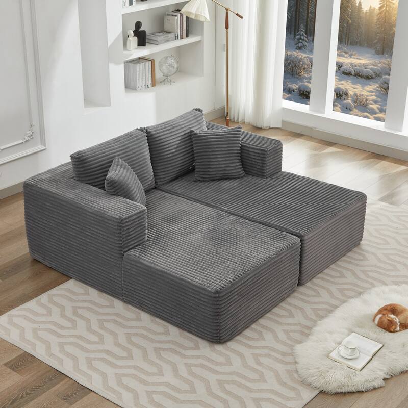 106" Modern Corduroy Sectional Sofa with Right/Left Chaise No Assembly Required