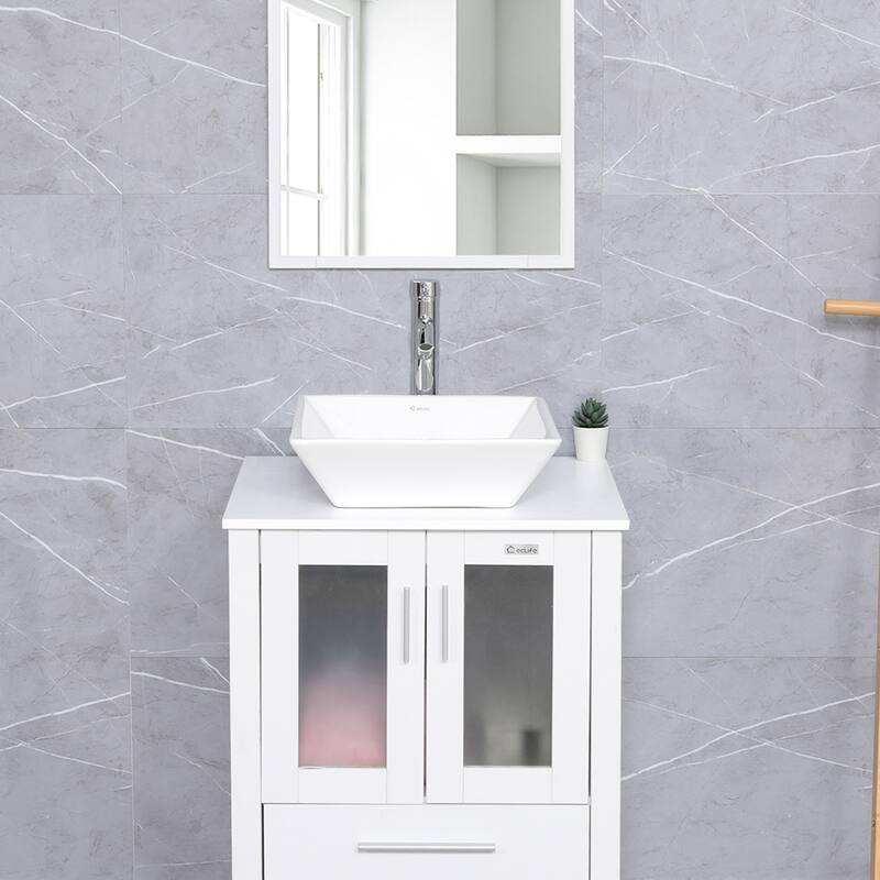 Eclife Artistic Vessel Sinks for Bathroom Vanity Tempered Glass Ceramic Basin