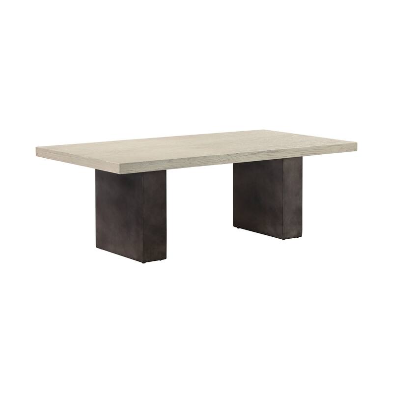 HomeRoots 24" Gray And Brown Concrete And Solid Wood Coffee Table - 24