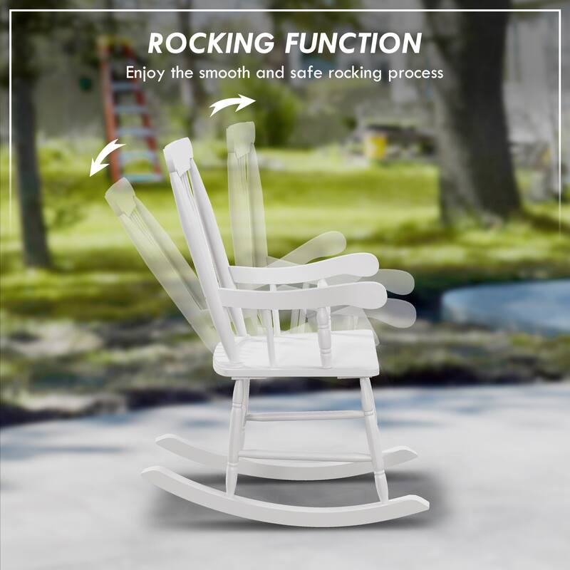 Outsunny Outdoor Wood Rocking Chair, 350 lbs. Porch Rocker with High Back for Garden, Patio, Balcony