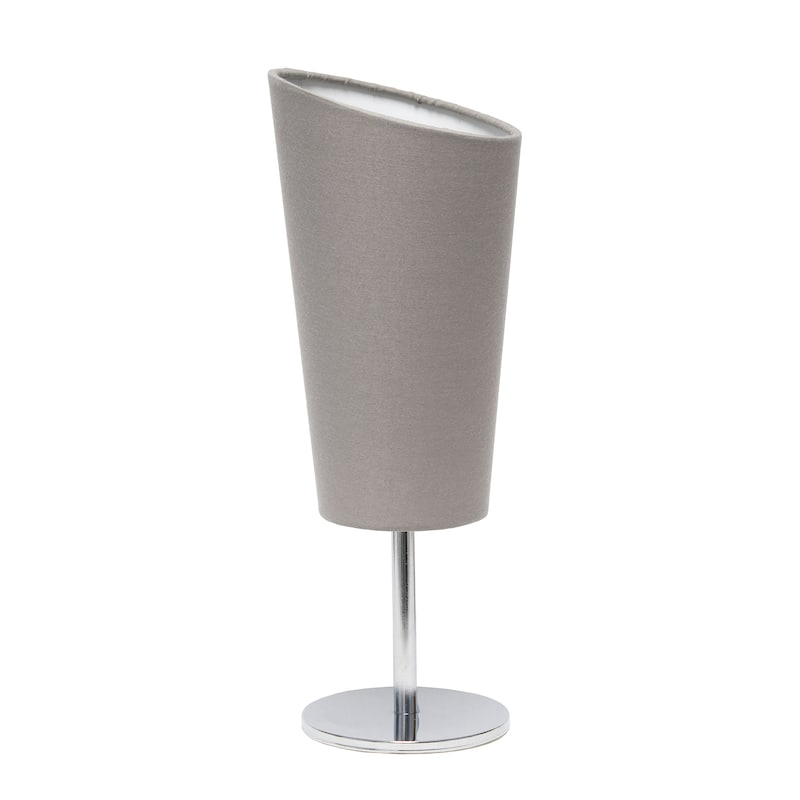 12.4" Chic Chrome Slanted Shade Accent Table Lamp, Stylish Lighting For Living Room, Bedroom, Office, Black Shade - GY