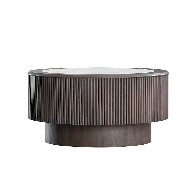 GDF Studio - Carysfort Modern Faux Marble Round Coffee Table