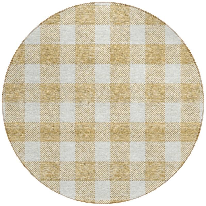 HomeRoots Plaid Transitional Rectangle Outdoor Rug