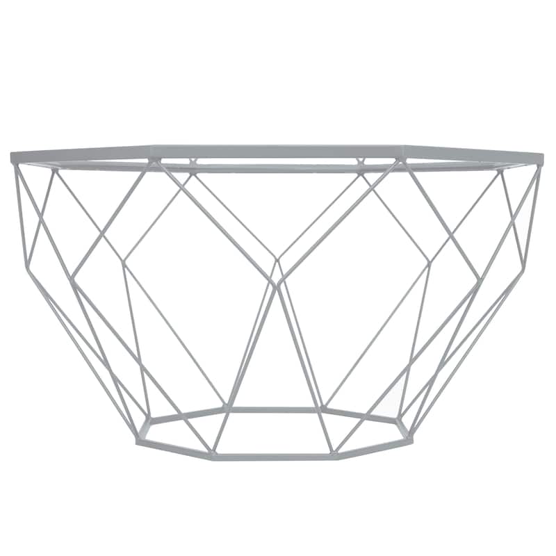 Malibu 29" Modern Octagon Center Coffee Table with Tempered Glass Table top & Sturdy Metal Geometric Base for Living Room Office