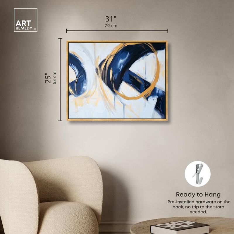 Navy and Gold Rings II Canvas by Art Remedy