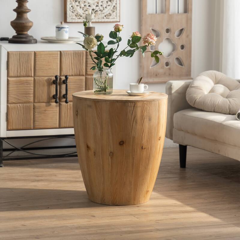 Modern Coffee Table Vintage Style Bucket Shaped Coffee Table with Hollow, for Office Dining Room and Living Room