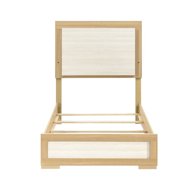 Twin Size Wood Panel Bed with LED Headboard and Contemporary Design